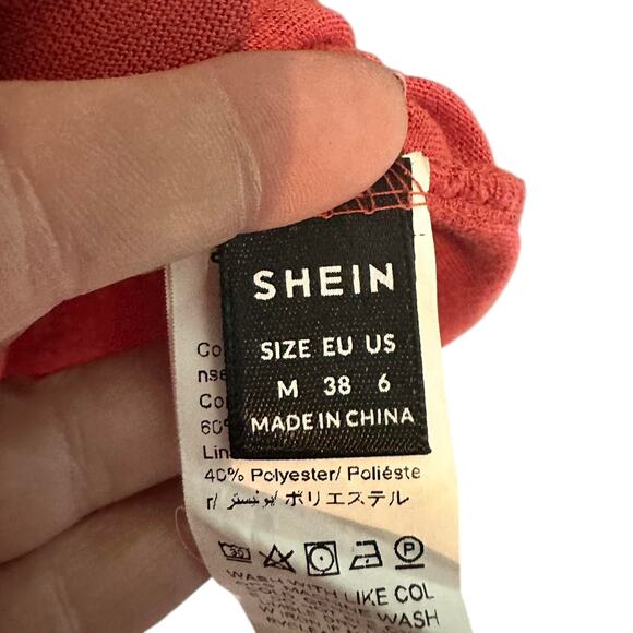 Orange shein button up tank top - Picture 2 of 3